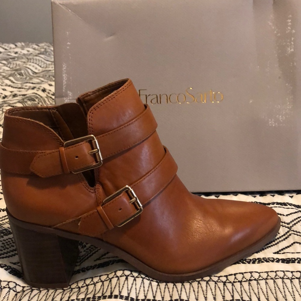 New in box Franco Sarto Buck Cognac Booties